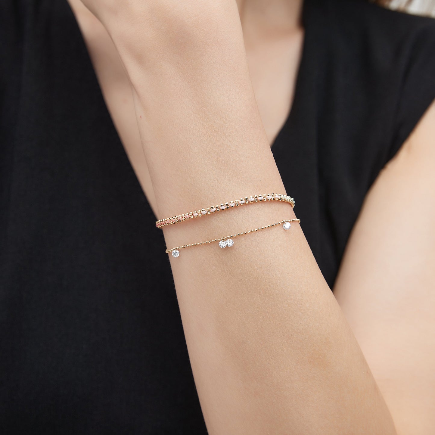 Floating Diamond and Fantasy Multiple Diamonds Woven Rope Bracelet