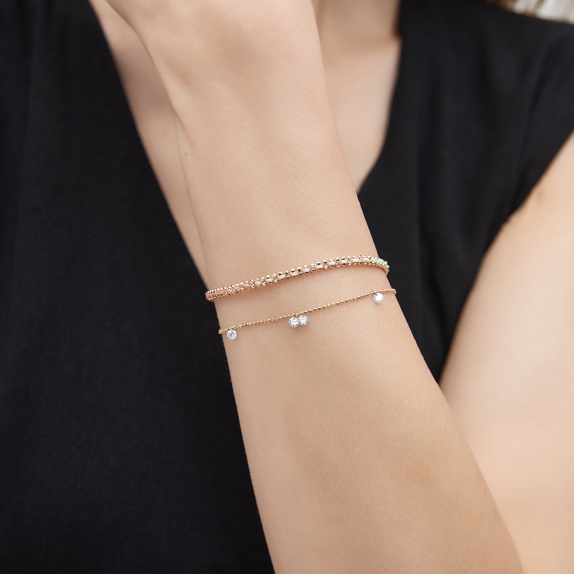 Floating Diamond and Fantasy Multiple Diamonds Woven Rope Bracelet
