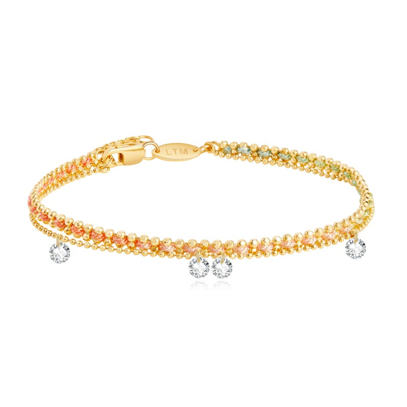 Floating Diamond and Fantasy Multiple Diamonds Woven Rope Bracelet