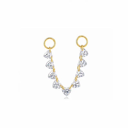 18K solid gold floating heart diamond connecting charm featuring a suspended heart-cut lab-grown diamond in LTM Jewels’ signature Celestial Drift design. The minimalist laser-drilled floating construction creates a luminous weightless appearance designed for modern curated ear styling and everyday luxury wear.
