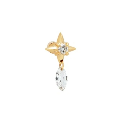 Floating Marquise Diamond Charm Threaded Star Stud Earring