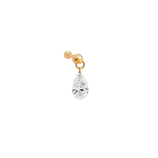 Floating Pear Diamond Charm Threaded Stud Earring - LTM JEWELS