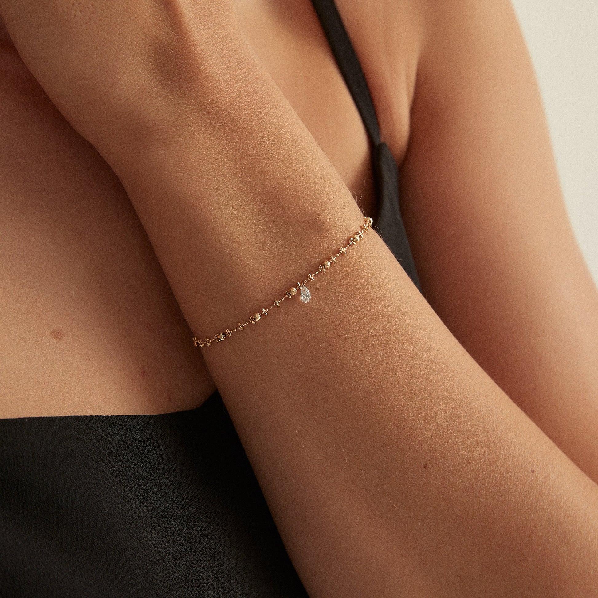 Floating Pear Shaped Diamond Bracelet - LTM JEWELS