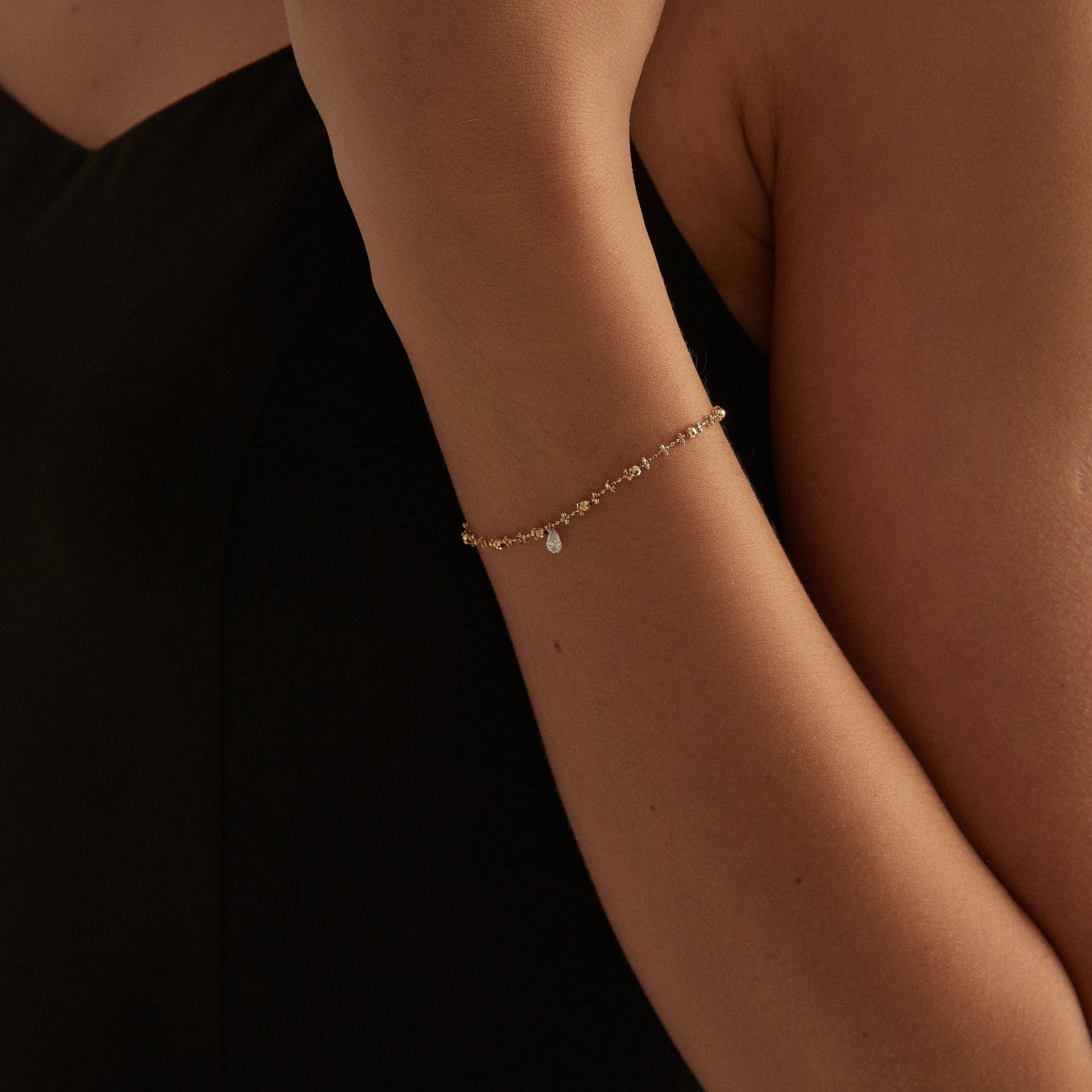 Floating Pear Shaped Diamond Bracelet - LTM JEWELS