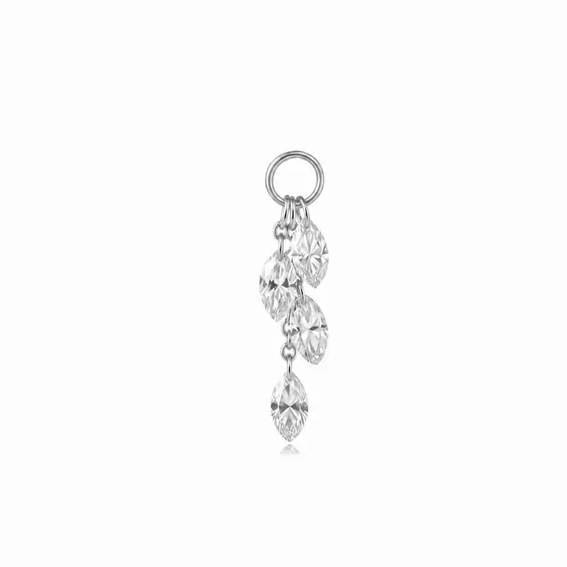 LTM & CO.™ 18K Solid Gold Marquise Bloom Diamond Earring Charm. Features a floral-inspired silhouette crafted from marquise-cut lab-grown diamonds. This versatile charm is designed to slide onto hoops, offering an architectural yet feminine aesthetic. Made with sustainable Au750 gold for a modern, conscious, and radiant style.