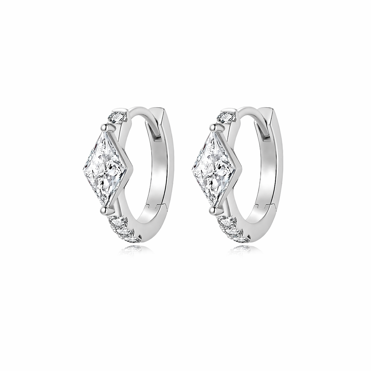 Lozenge Pavé Hoop Earring | Architectural Rhythm