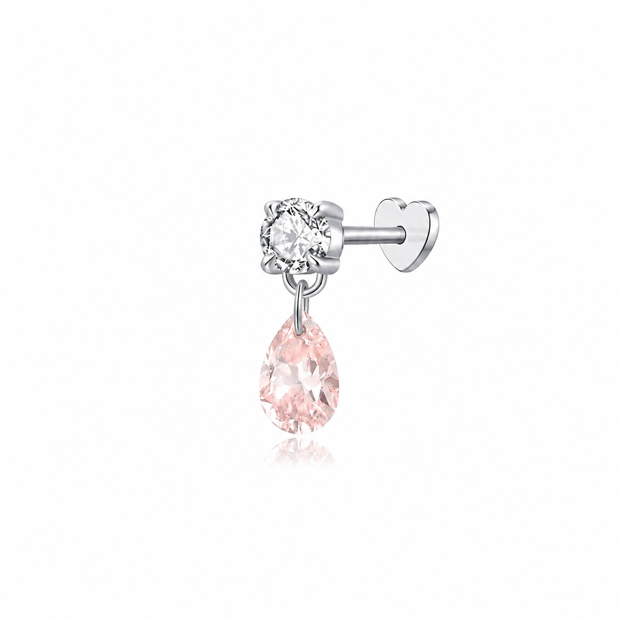 Pink Pear White Round Threaded Stud | Radiant Drift