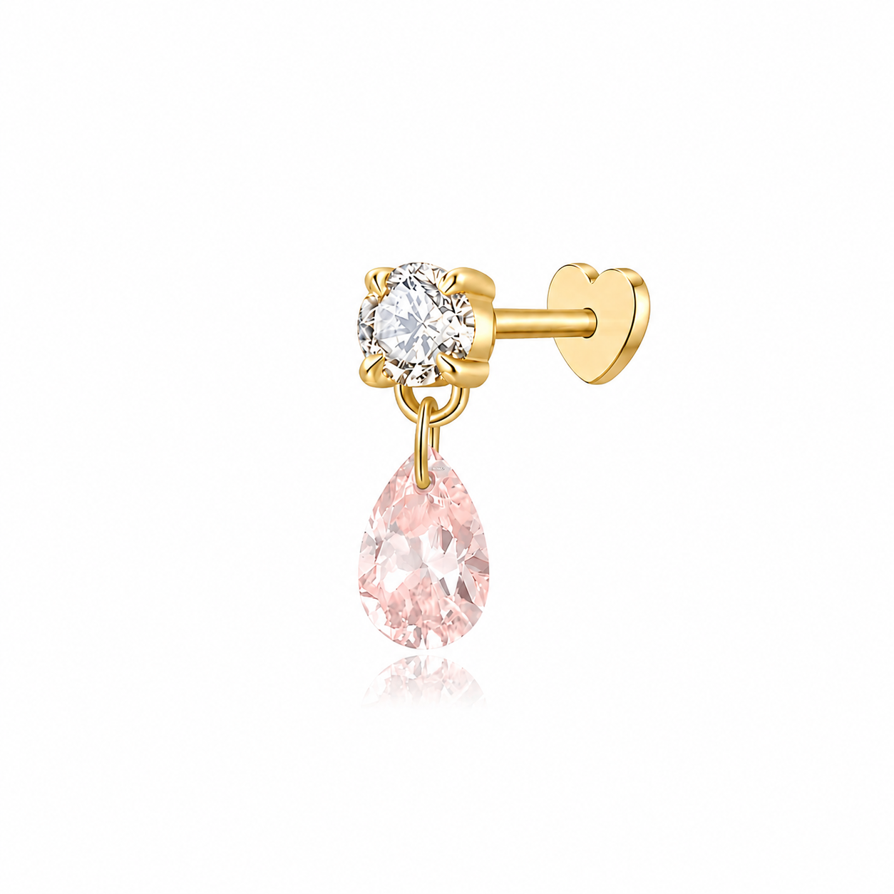 Pink Pear White Round Threaded Stud | Radiant Drift