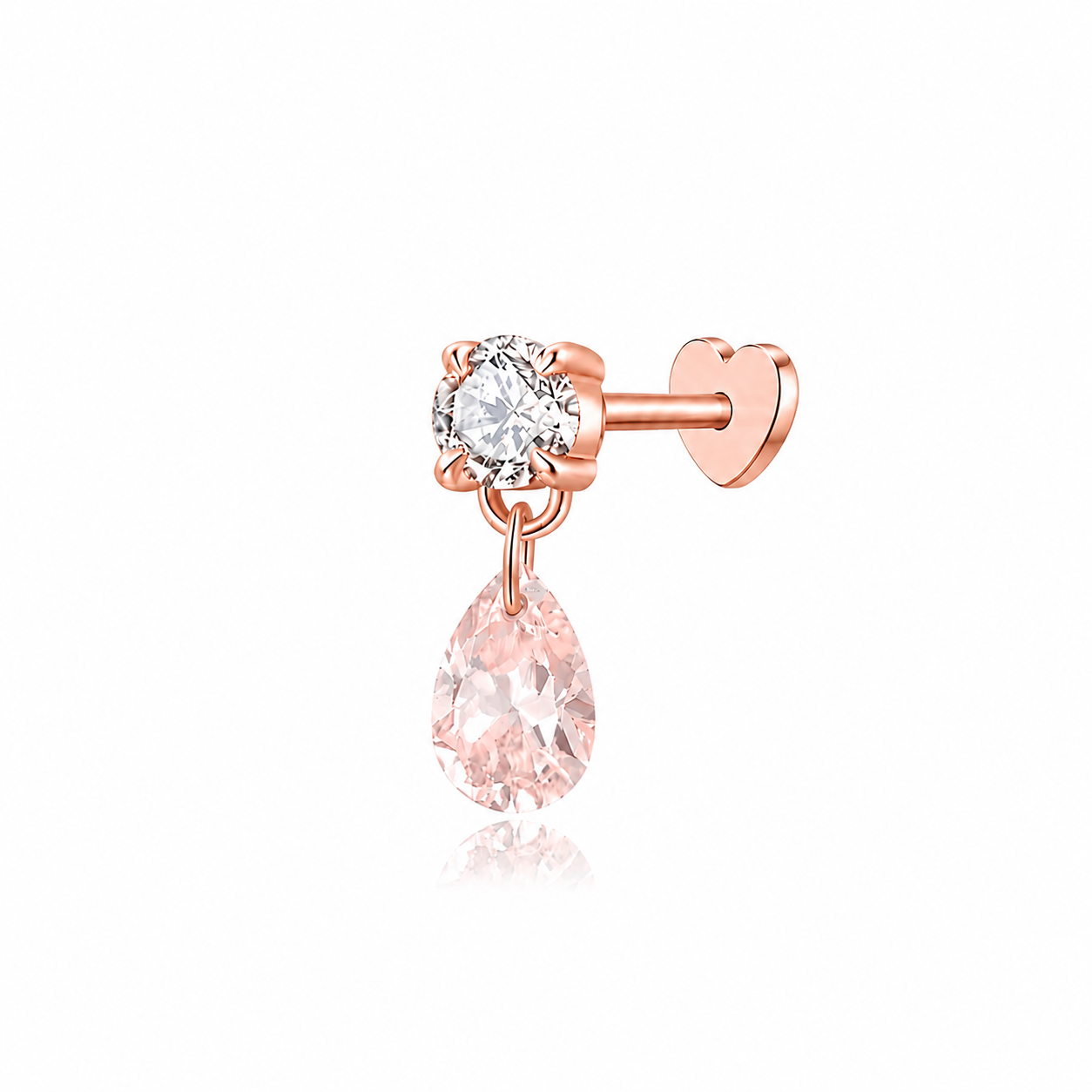 Pink Pear White Round Threaded Stud | Radiant Drift