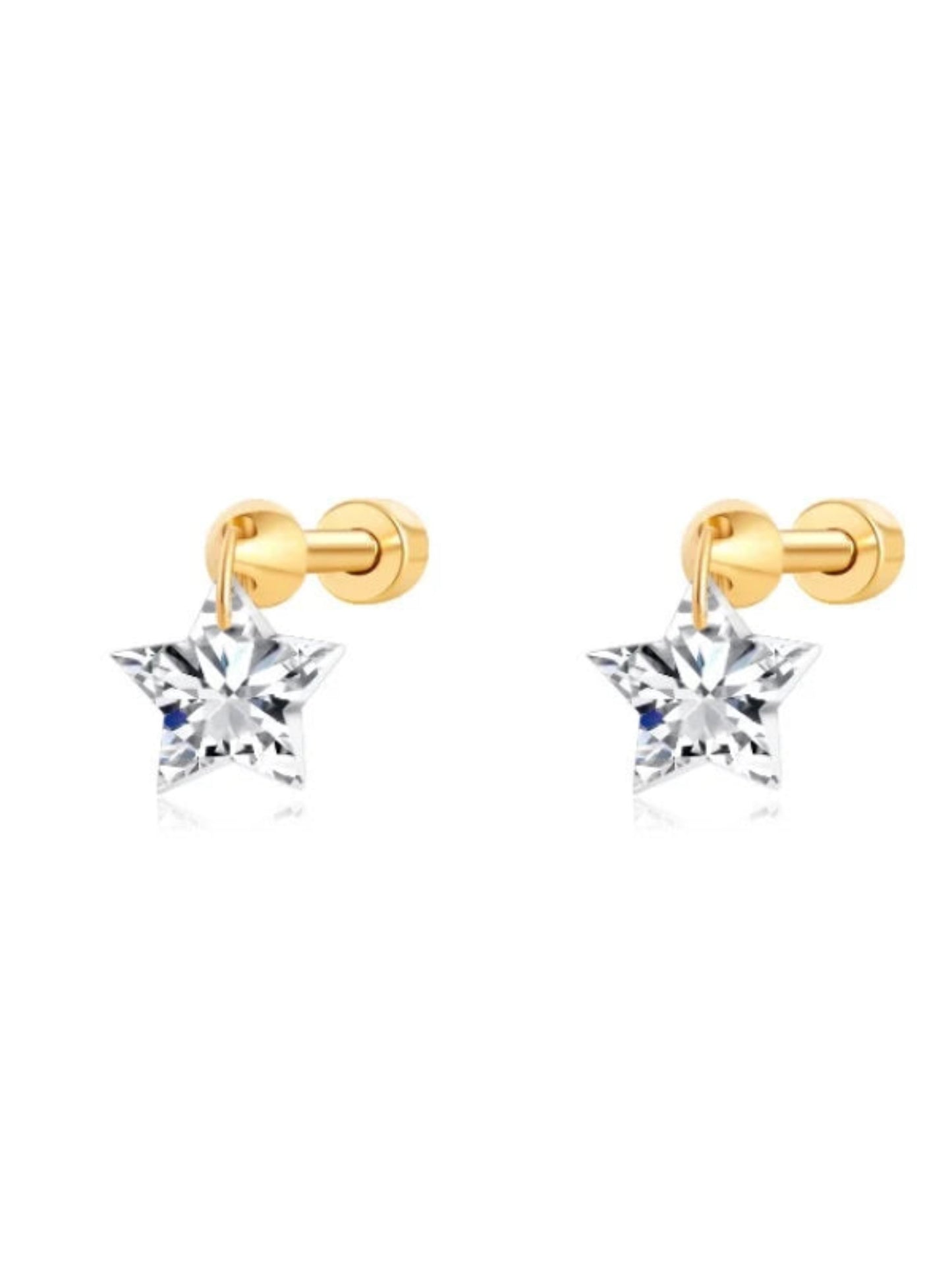 Floating Star-Cut Diamond Stud Earring