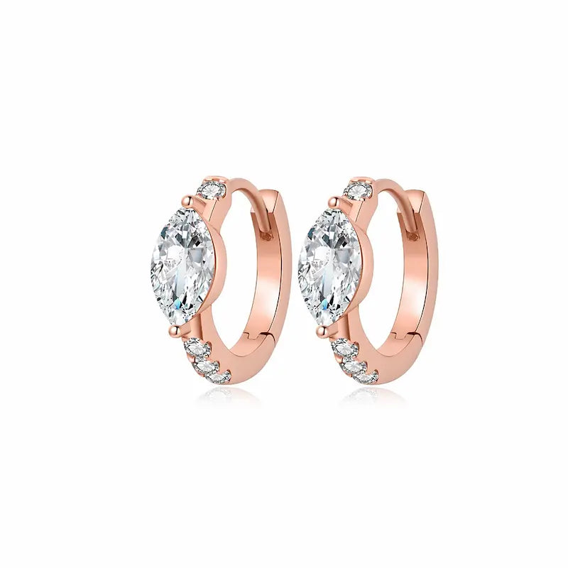 Marquise Pavé Lab Diamond Hoop Earring in 18K Solid Gold by LTM & CO.™, featuring a geometric lozenge silhouette with pavé-set lab-grown diamonds, designed for modern fine jewelry styling.