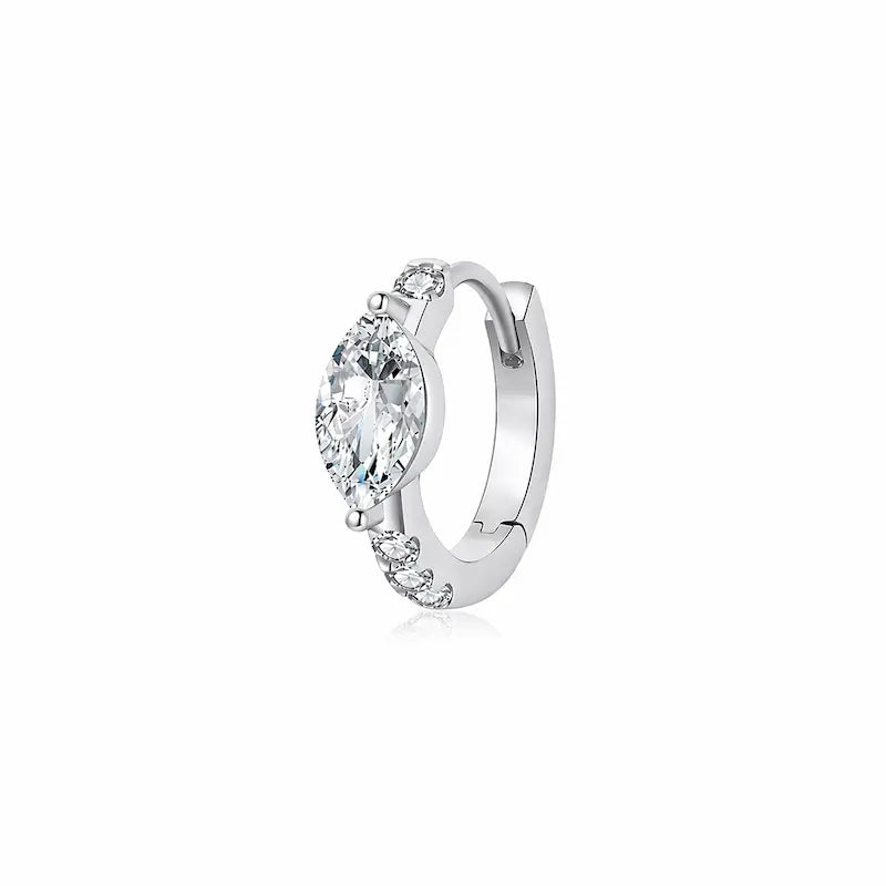 Marquise Pavé Lab Diamond Hoop Earring in 18K Solid Gold by LTM & CO.™, featuring a geometric lozenge silhouette with pavé-set lab-grown diamonds, designed for modern fine jewelry styling.