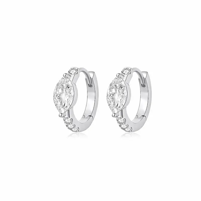 Marquise Pavé Lab Diamond Hoop Earring in 18K Solid Gold by LTM & CO.™, featuring a geometric lozenge silhouette with pavé-set lab-grown diamonds, designed for modern fine jewelry styling.