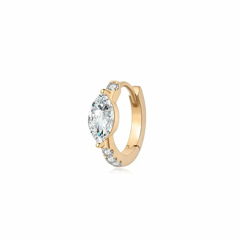 Marquise Pavé Lab Diamond Hoop Earring in 18K Solid Gold by LTM & CO.™, featuring a geometric lozenge silhouette with pavé-set lab-grown diamonds, designed for modern fine jewelry styling.