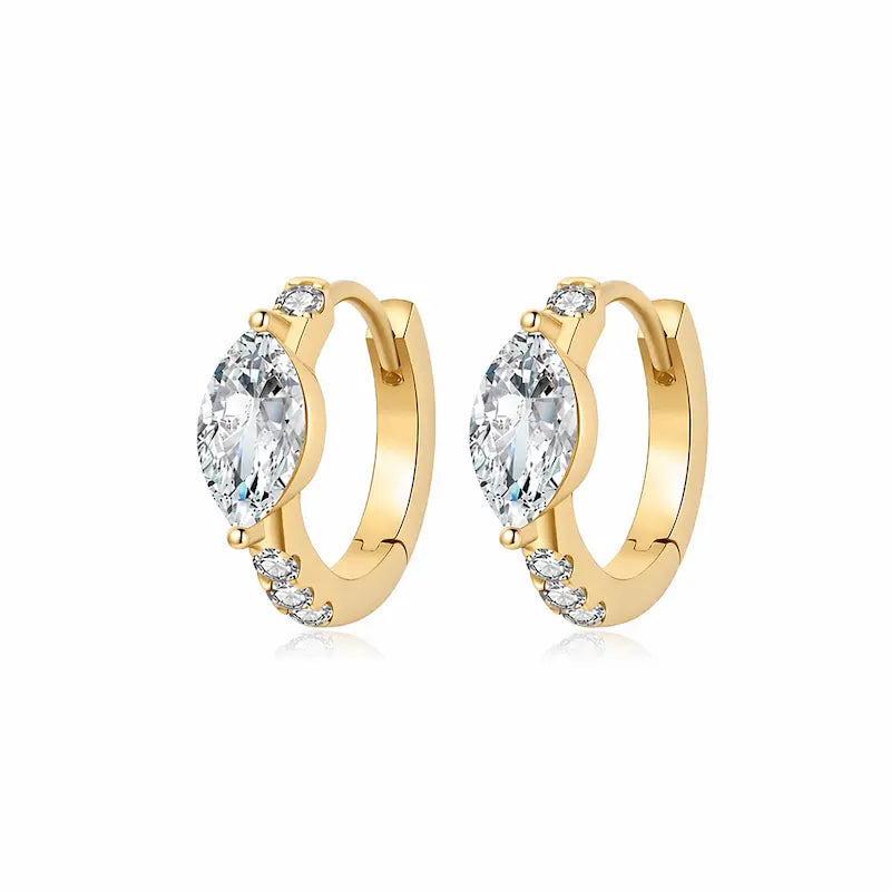 Marquise Pavé Lab Diamond Hoop Earring in 18K Solid Gold by LTM & CO.™, featuring a geometric lozenge silhouette with pavé-set lab-grown diamonds, designed for modern fine jewelry styling.