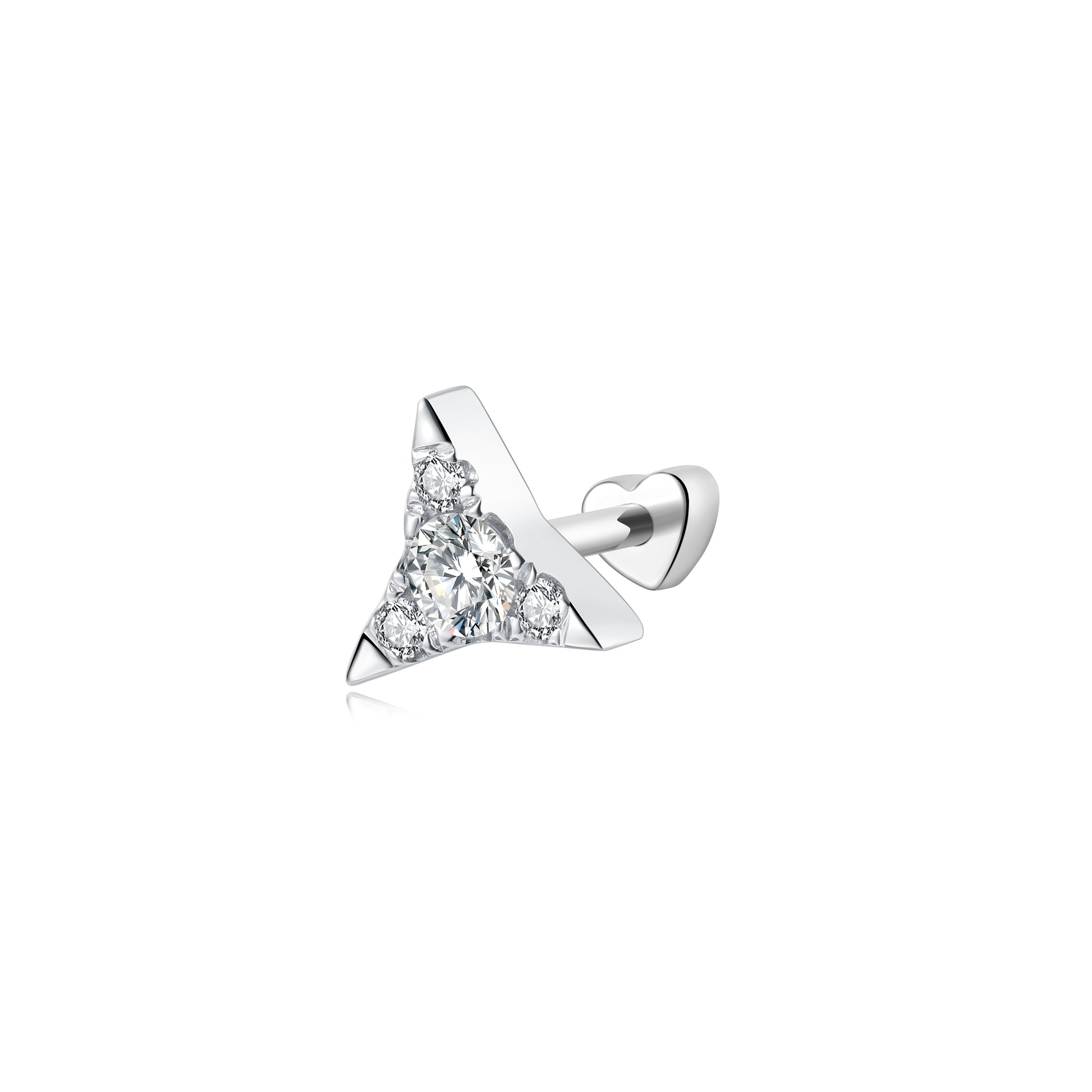 Natural Diamond Threaded Triangular Star Stud Earring - LTM JEWELS