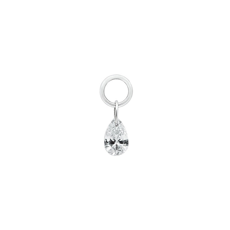 18K gold pear white diamond charm with floating design