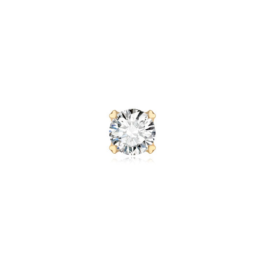 Gold Single Diamond Threaded Stud Earring