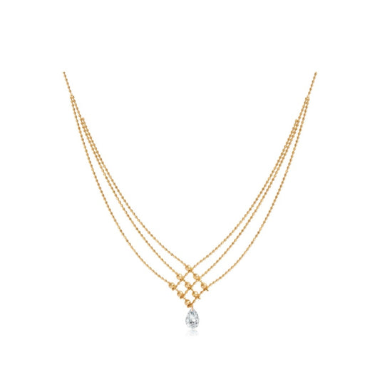 Pear-Shaped Floating Diamond Lace Necklace