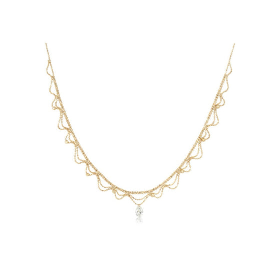 Pear-Shaped Floating Diamond Lace Necklace