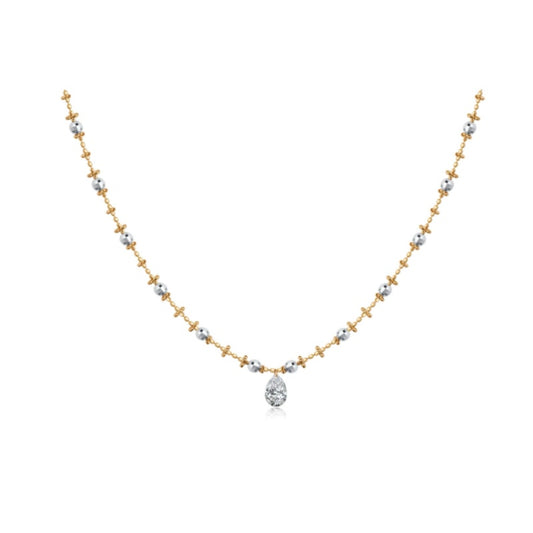 Pear-Shaped Floating Diamond Lace Necklace
