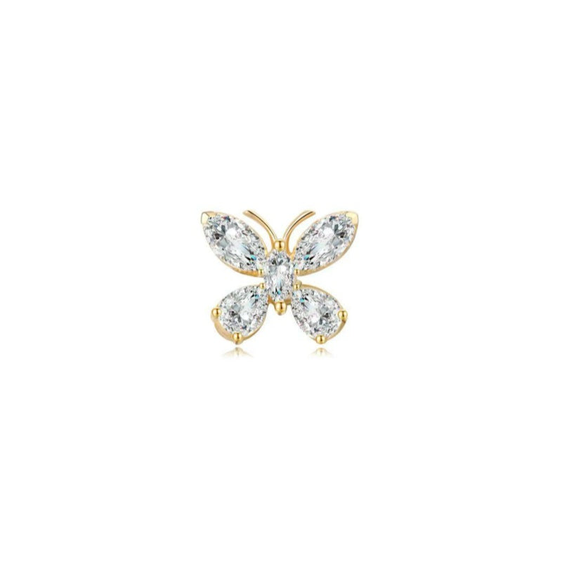 18K solid gold butterfly-shaped stud earring with brilliant lab grown diamonds