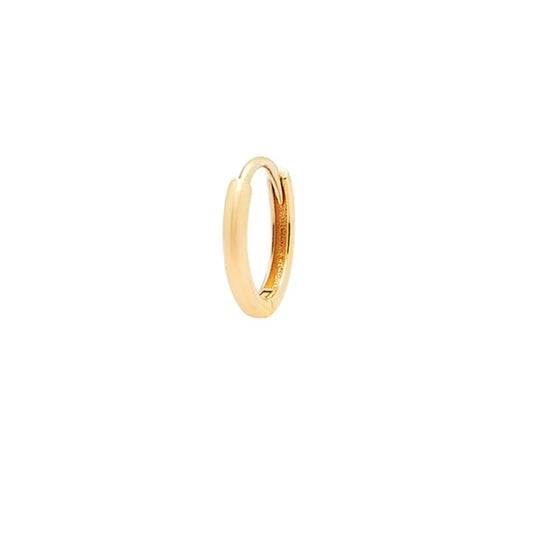 High-polish 18K solid gold essential hoop earring for everyday wear or charms