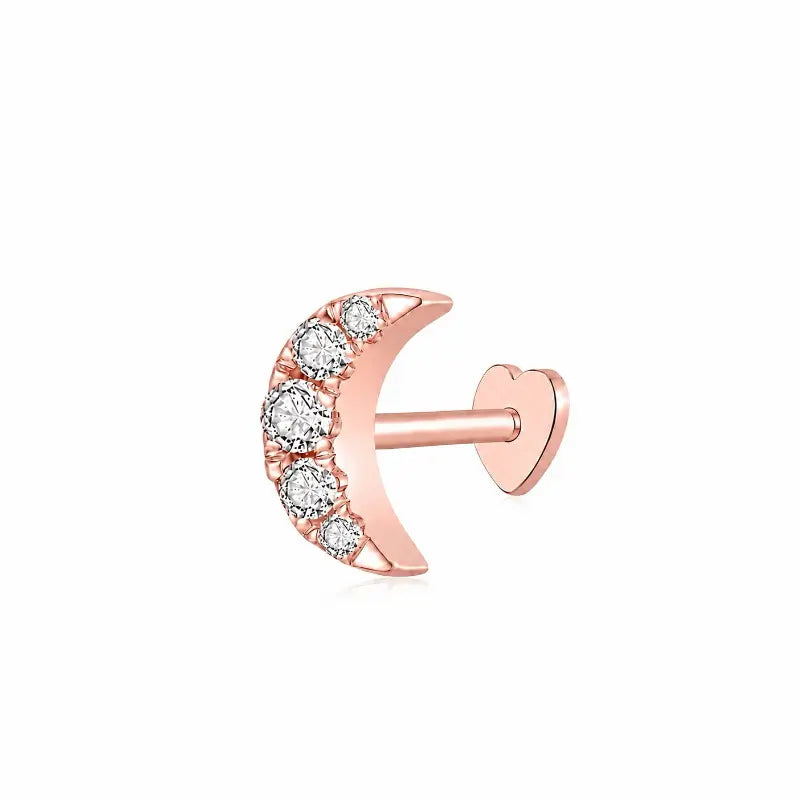 Crescent Moon Pavé Threaded Stud | Lunar Whisper