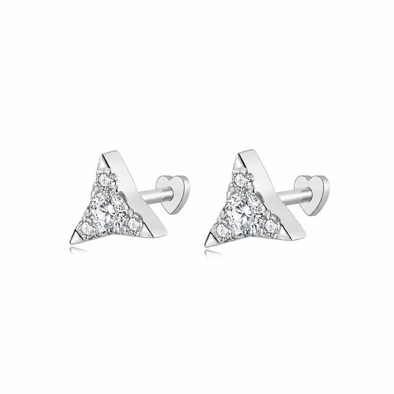 18K solid gold Diamond Star Stud featuring precision-set natural round diamonds arranged within a geometric celestial star silhouette. The lightweight sculptural design creates refined brilliance, architectural elegance, and modern luxury curated ear styling.