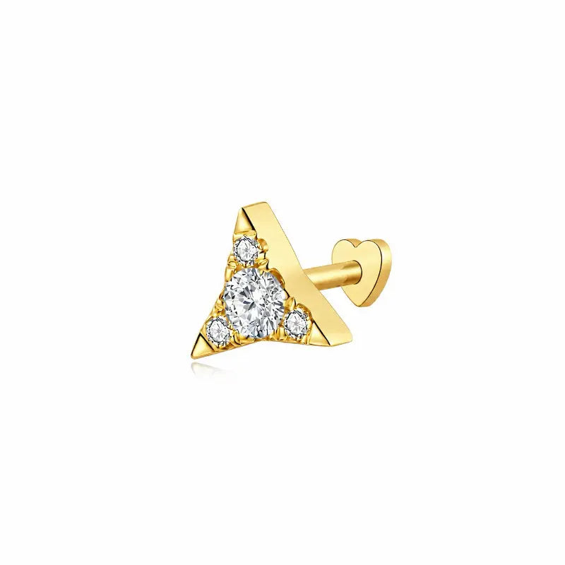 18K solid gold Diamond Star Stud featuring precision-set natural round diamonds arranged within a geometric celestial star silhouette. The lightweight sculptural design creates refined brilliance, architectural elegance, and modern luxury curated ear styling.