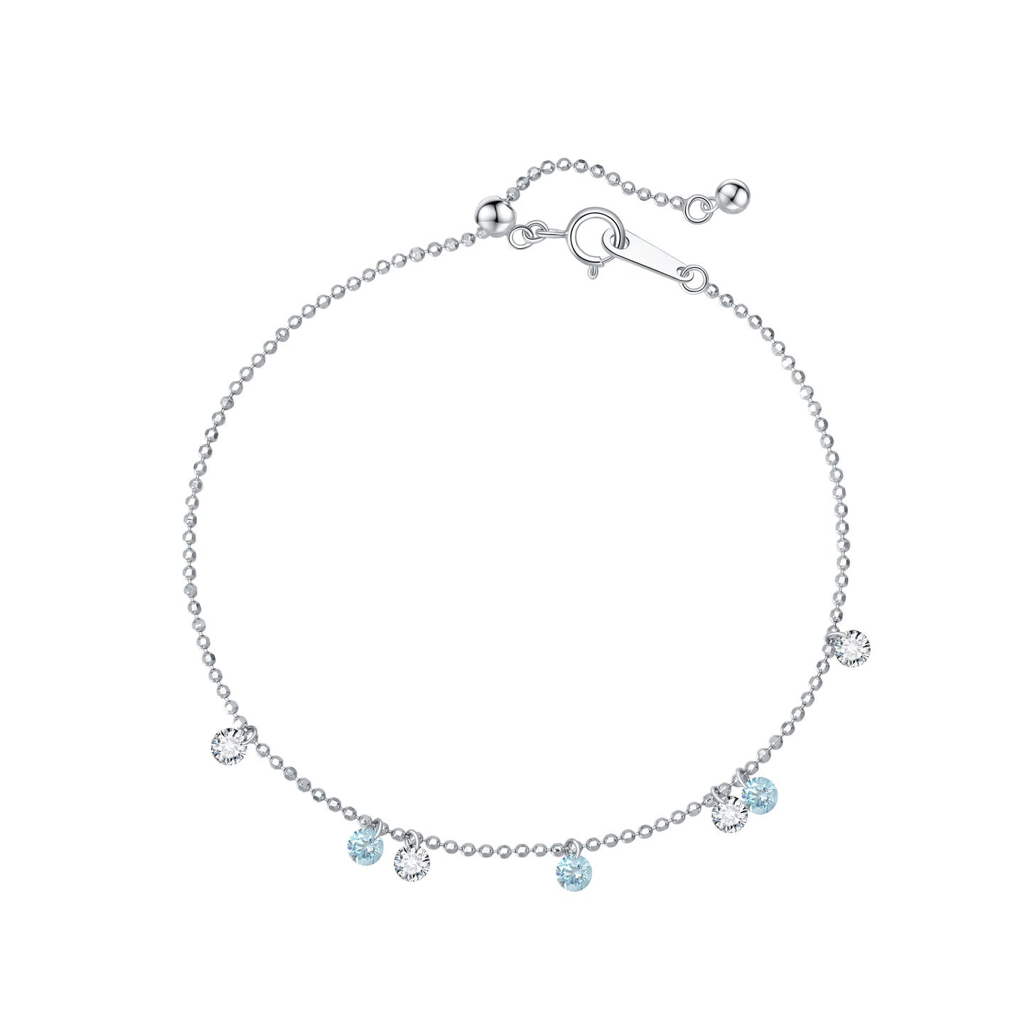 LTM JEWELS 18K solid gold bracelet with 0.70ctw floating blue and white diamonds