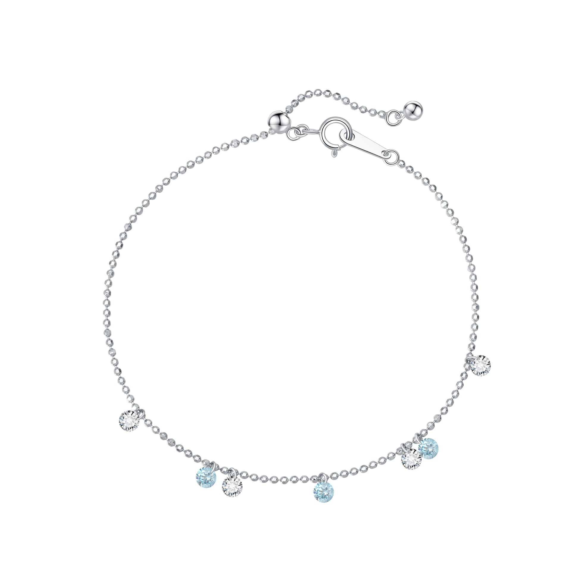 LTM JEWELS 18K solid gold bracelet with 0.70ctw floating blue and white diamonds