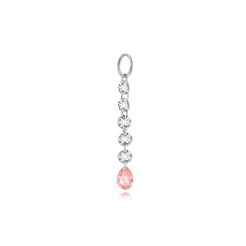 LTM JEWELS 18K solid gold charm with 0.15ct pink pear diamond and 0.05ct white diamonds