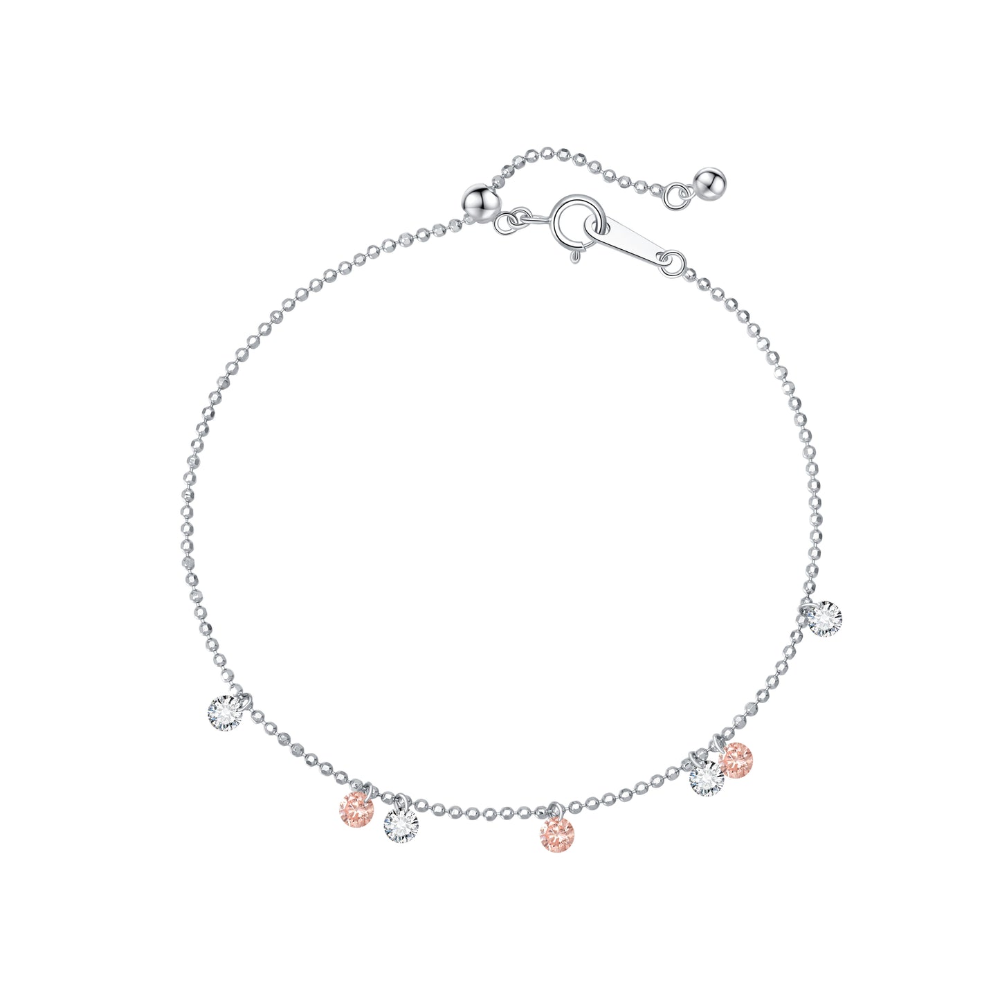 LTM JEWELS 18K solid gold bracelet with 0.70ctw floating pink and white diamonds