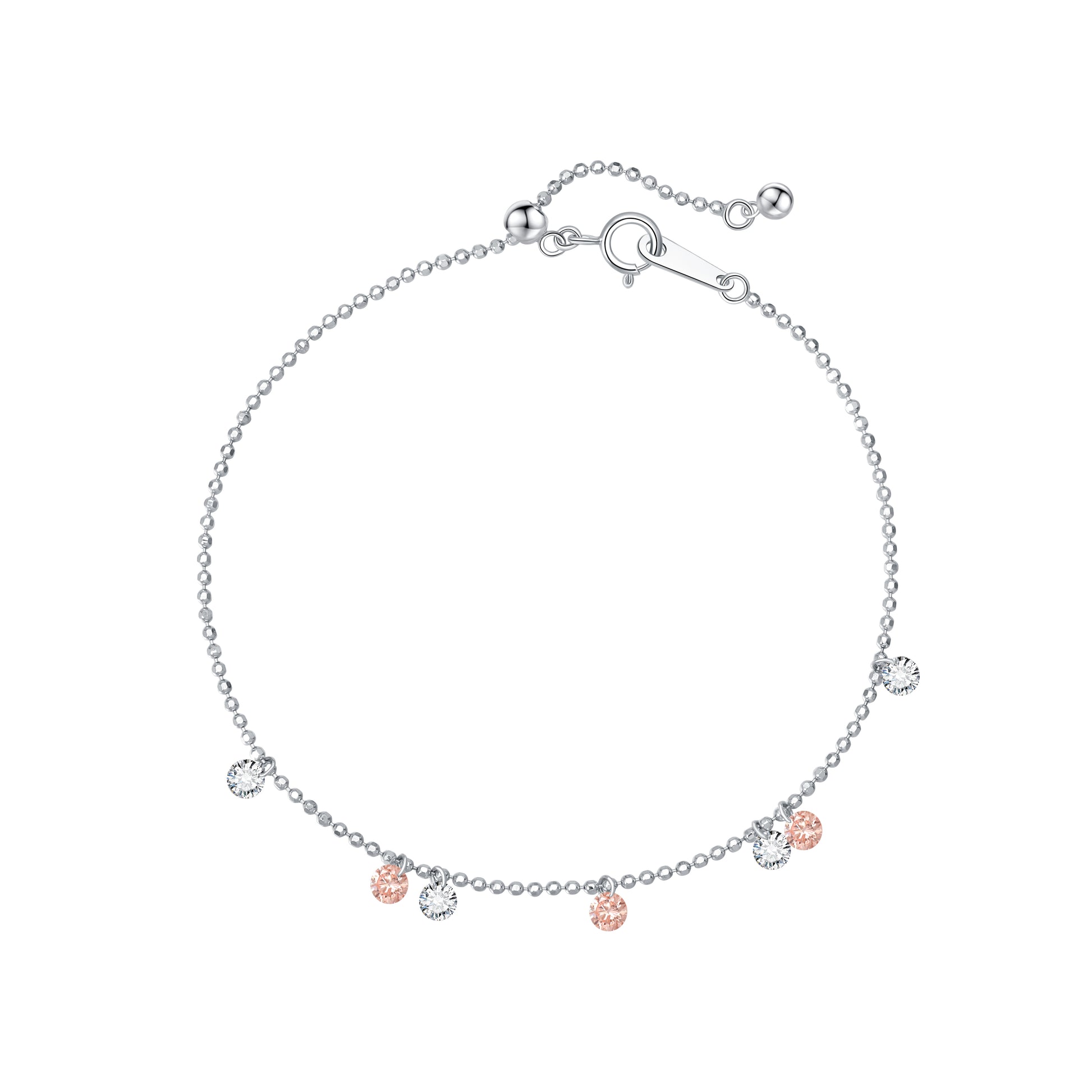 LTM JEWELS 18K solid gold bracelet with 0.70ctw floating pink and white diamonds