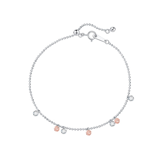 LTM JEWELS 18K solid gold bracelet with 0.70ctw floating pink and white diamonds