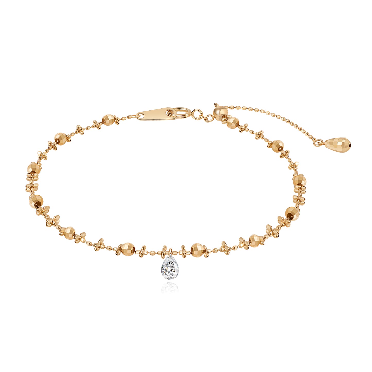 LTM JEWELS 18K solid gold bracelet with a single 0.15ct floating diamond