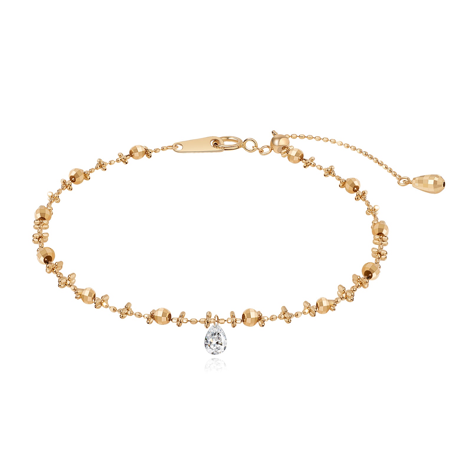 LTM JEWELS 18K solid gold bracelet with a single 0.15ct floating diamond